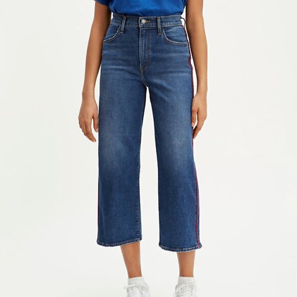 NEW Levi's Mile High Wide Leg Red Stripe Jeans Size 30 - Picture 1 of 7